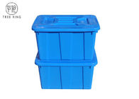 C614l صناديق تخزين بلاستيكية زرقاء قابلة للتكويم مع غطاء / غطاء 670 * 490 * 390 ملم